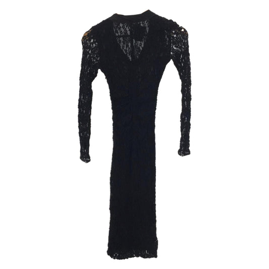 Dolce & Gabbana Lace Crotchet LS Dress Pussybow Neck Tie