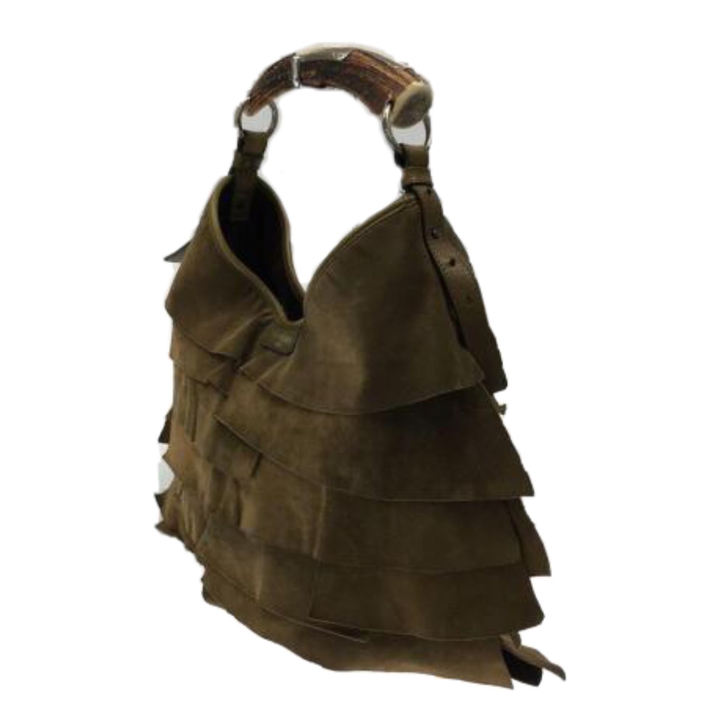Yves Saint Laurent Suede Frill Mombasa Fringe Handbag