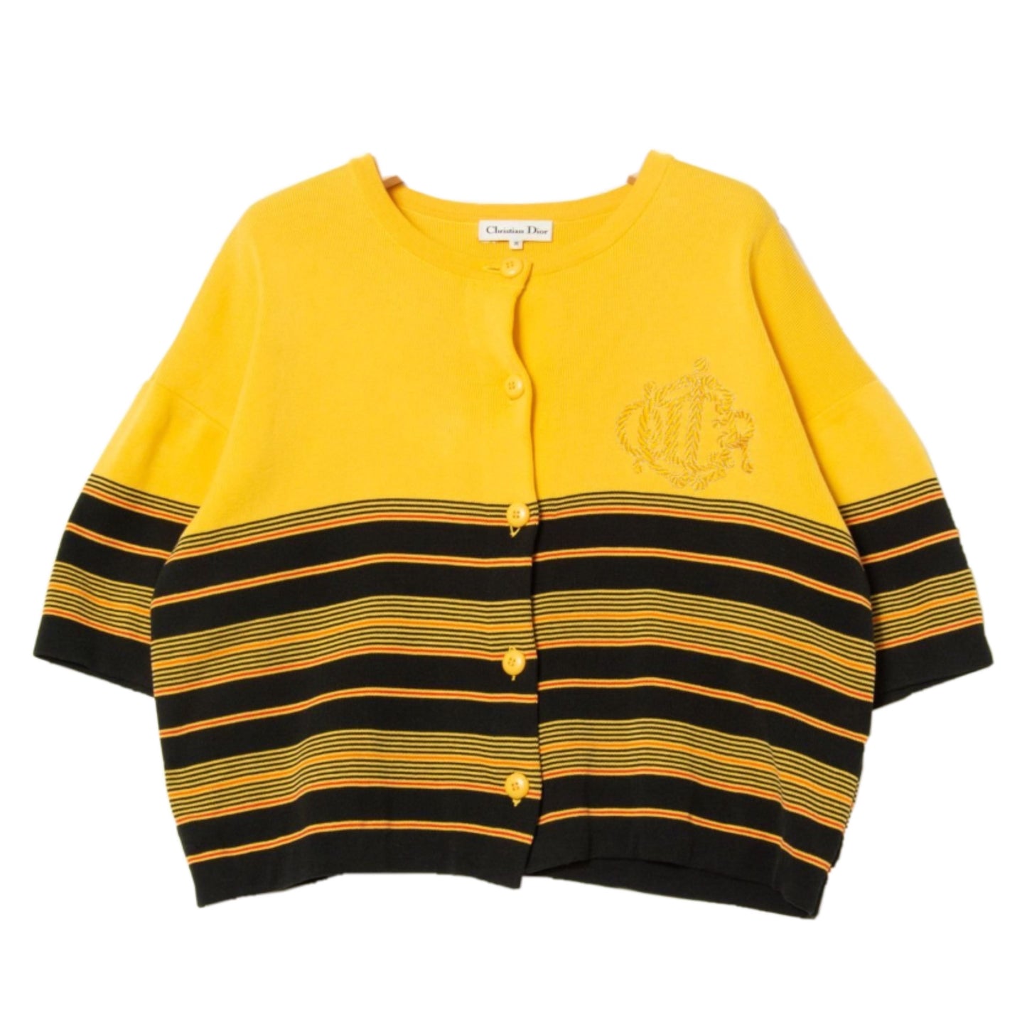 Christian Dior Logo Stripe Oversized SS Knit Cardigan