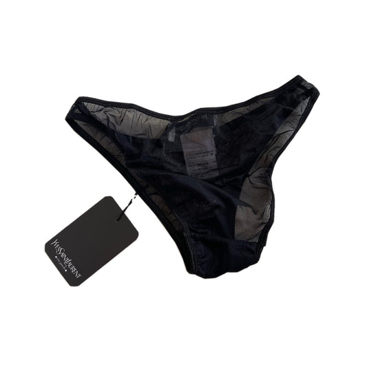Yves Saint Laurent YSL Logo Rhinestone Mesh Underwear