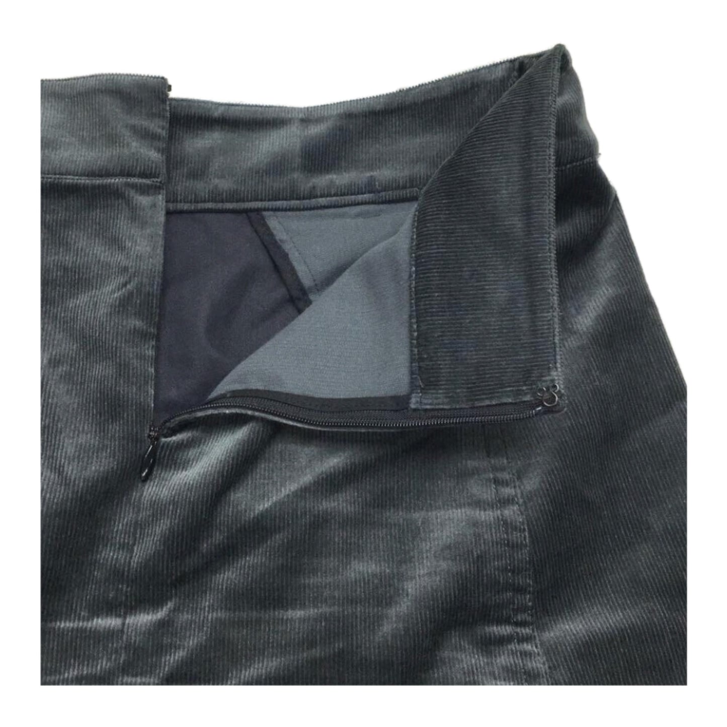 Celine Corduroy A Line Skirt w Metal Logo Buckle
