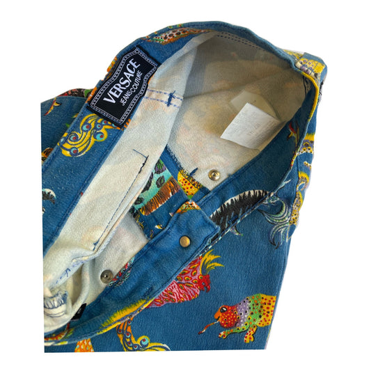 Versace Jeans Couture Safari Animal Print Knee Length Shorts