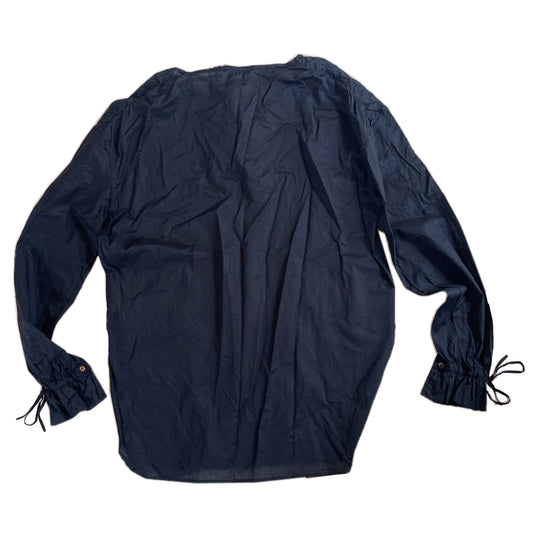 Yves Saint Laurent Keyhole Tie Linen Ballon LS Blouse