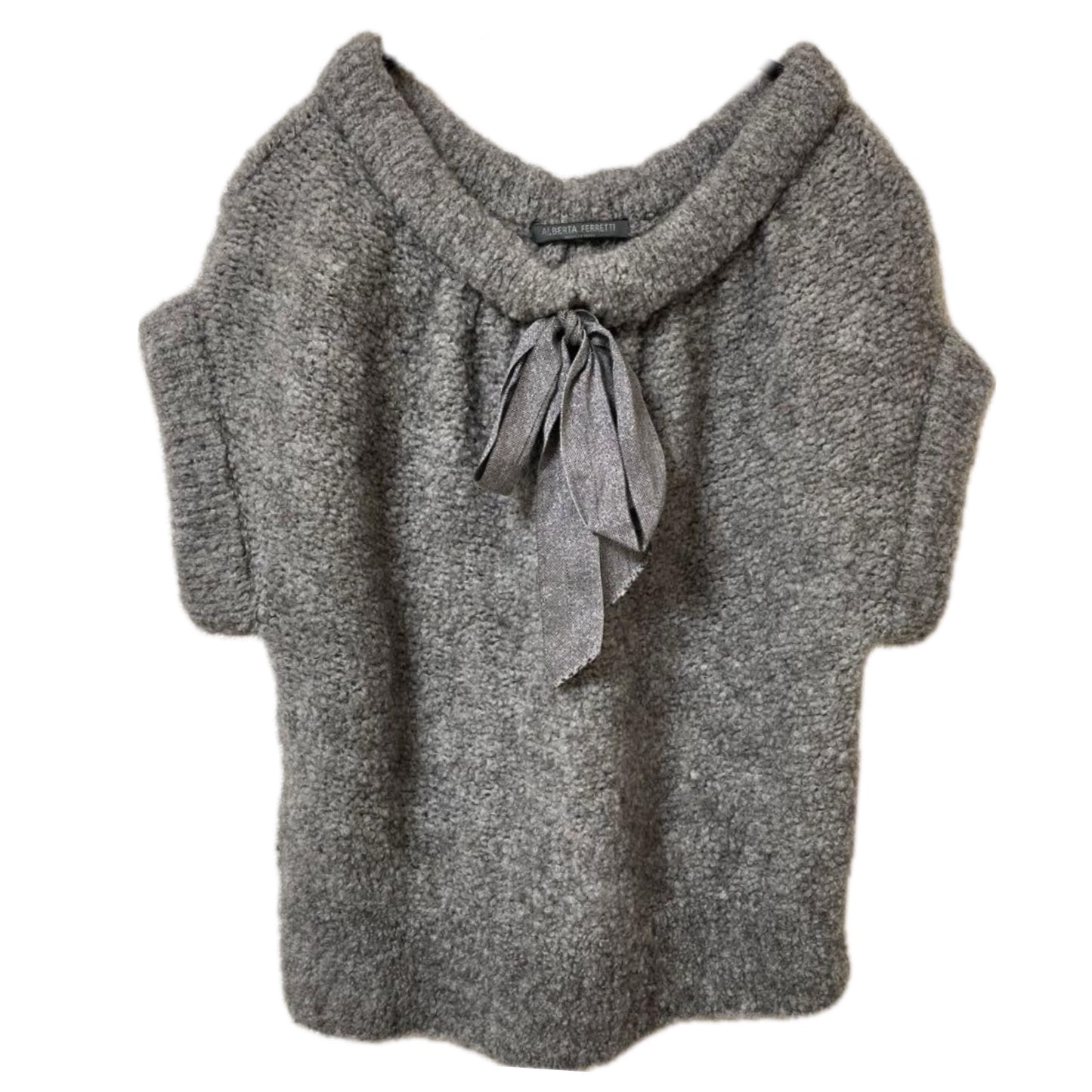 Philosophy by Alberta Ferretti Grey Sailor Neck SS Knit w Ribbon