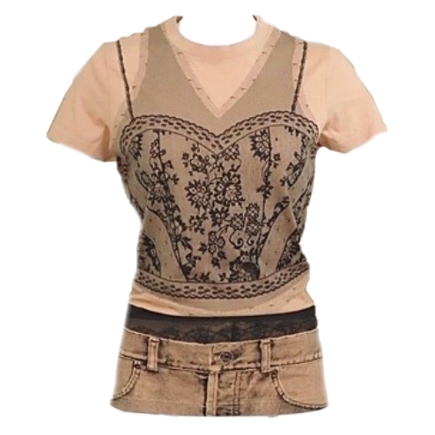 Christian Dior Lace Cami Jeans Graphic Tee