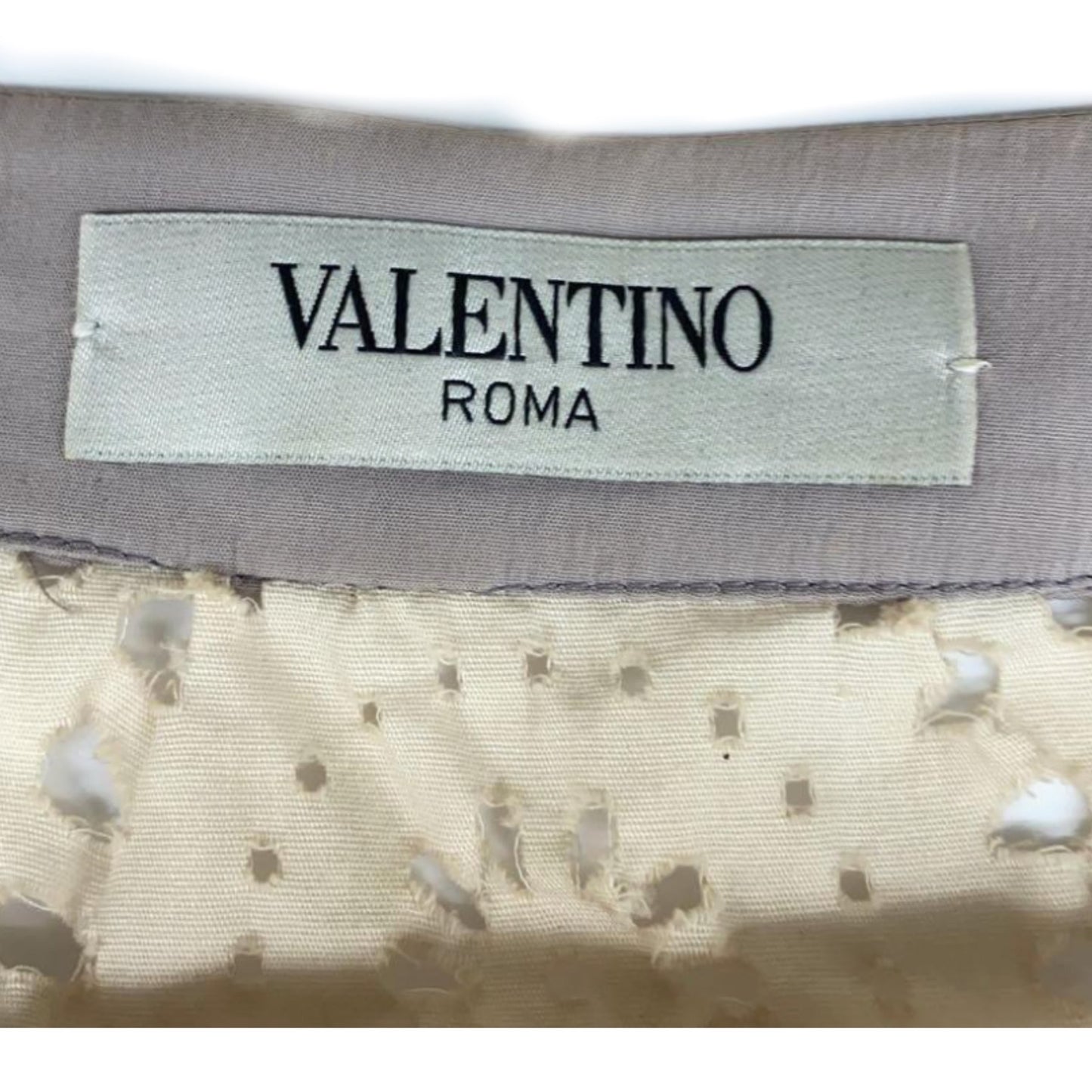 Valentino Floral Applique Puff SS Button Down Blouse