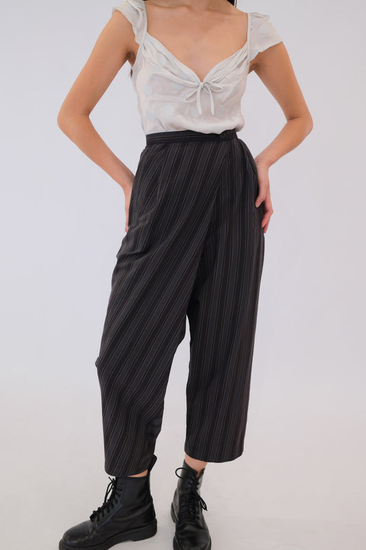 Issey Miyake Stripe Draped Harem Pantsuits