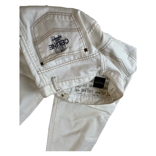 Celine Monsieur Logo High Waist Straight Denim Jeans