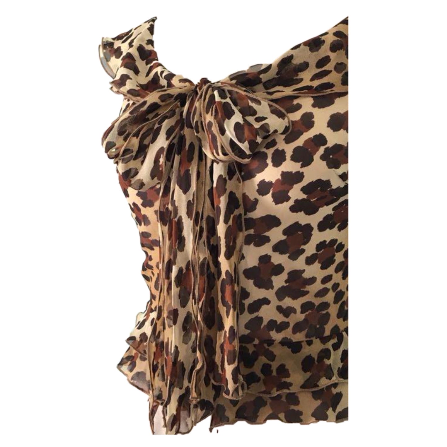 Moschino Cheap And Chic Leopard Frill Collar Button Down Sless Blouse