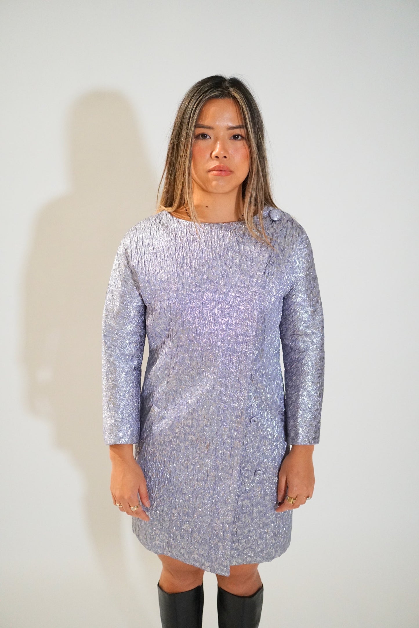 Balenciaga Metallic Button Dress Coat