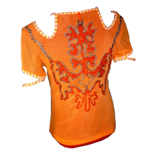 Save The Queen Graphic Mesh Cut Out SS Top