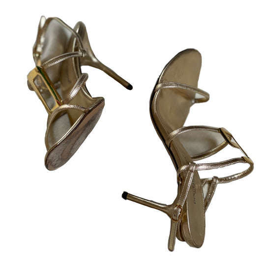 Dolce Gabbana Gold Metal Logo Heels