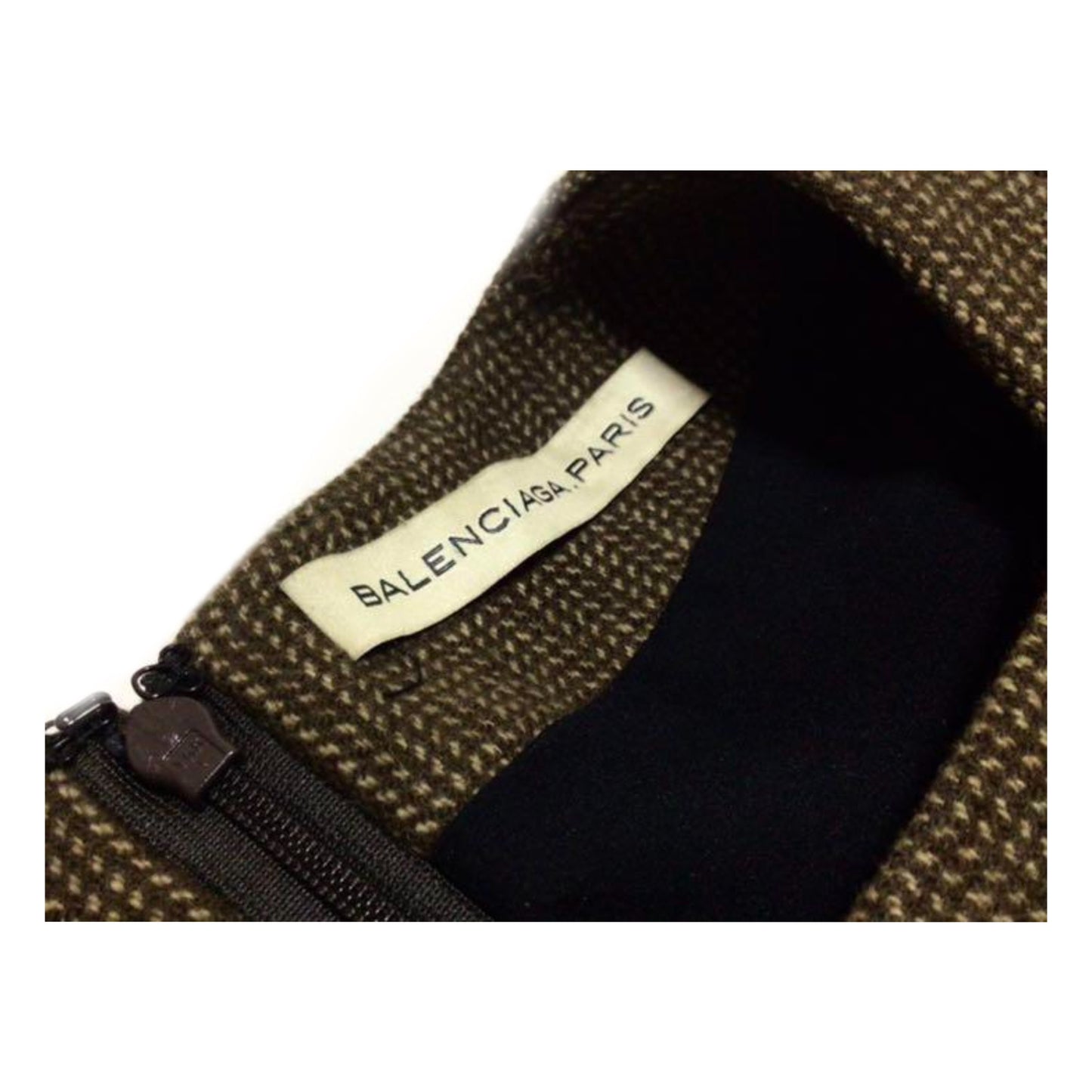 Balenciaga Tweed Wool Pocket 3/4 Sleeve A Line Dress