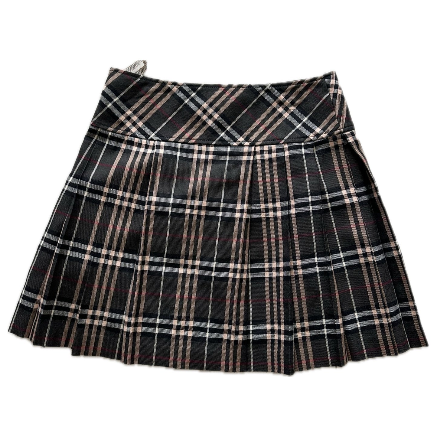Burberry Blue Label Wool Brown Nova Check Pleated Mini Skirt