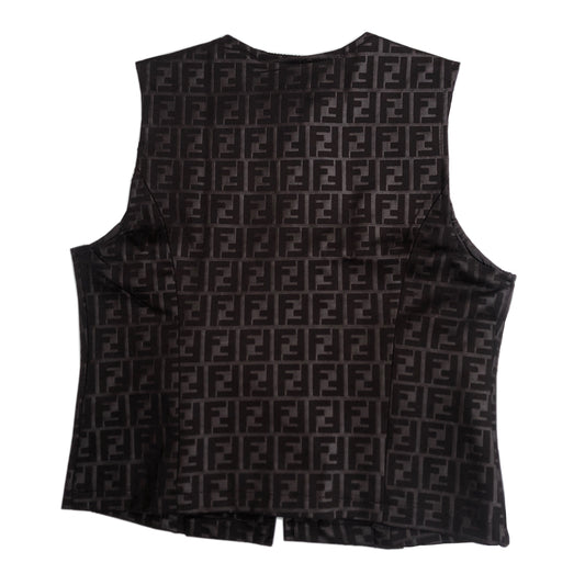 Fendi Zucca Print Brown Zip Vest