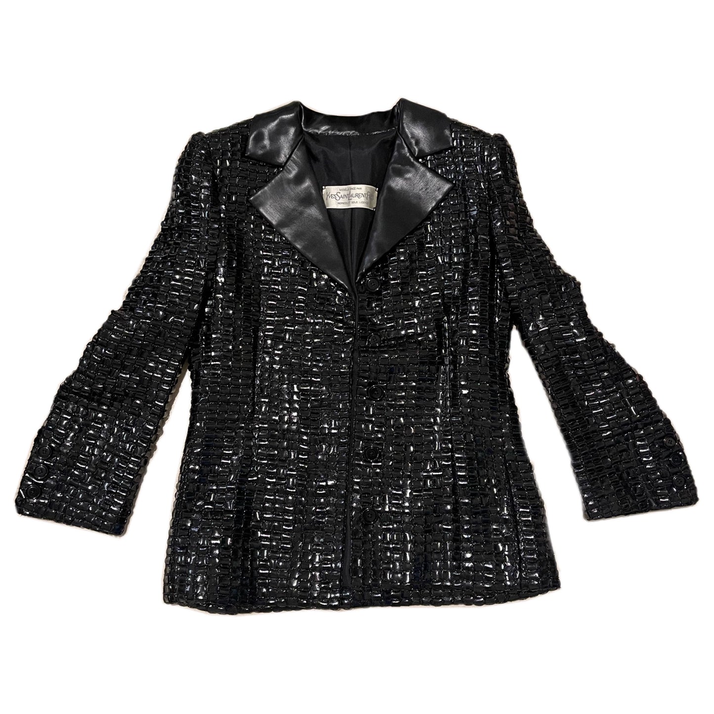 Yves Saint Laurent Glitter Woven Leather Blazer