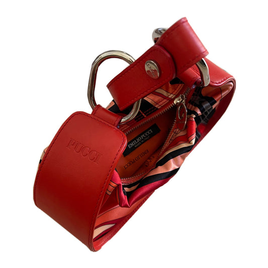 Emilio Pucci Red Pattern Satin Mini Hangbag