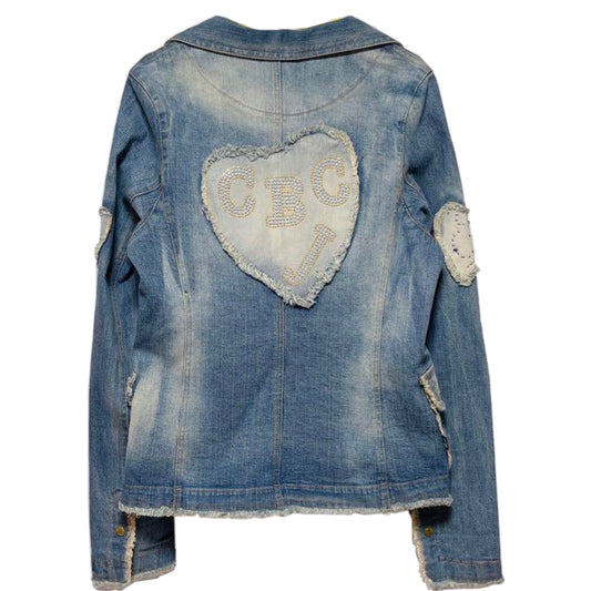 Dolce & Gabbana Denim Rhinestone Patchwork Blazer
