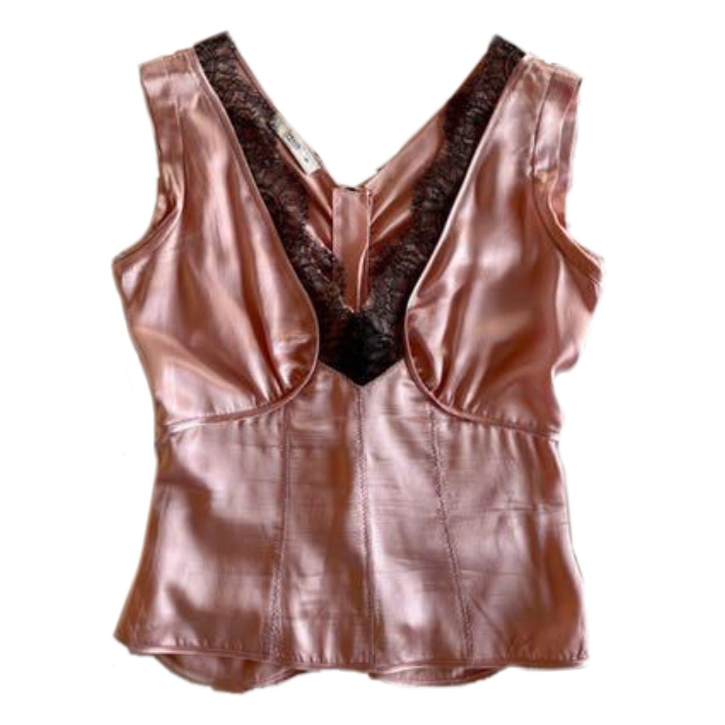 Prada Lace Satin Ruched Zip Back Cami