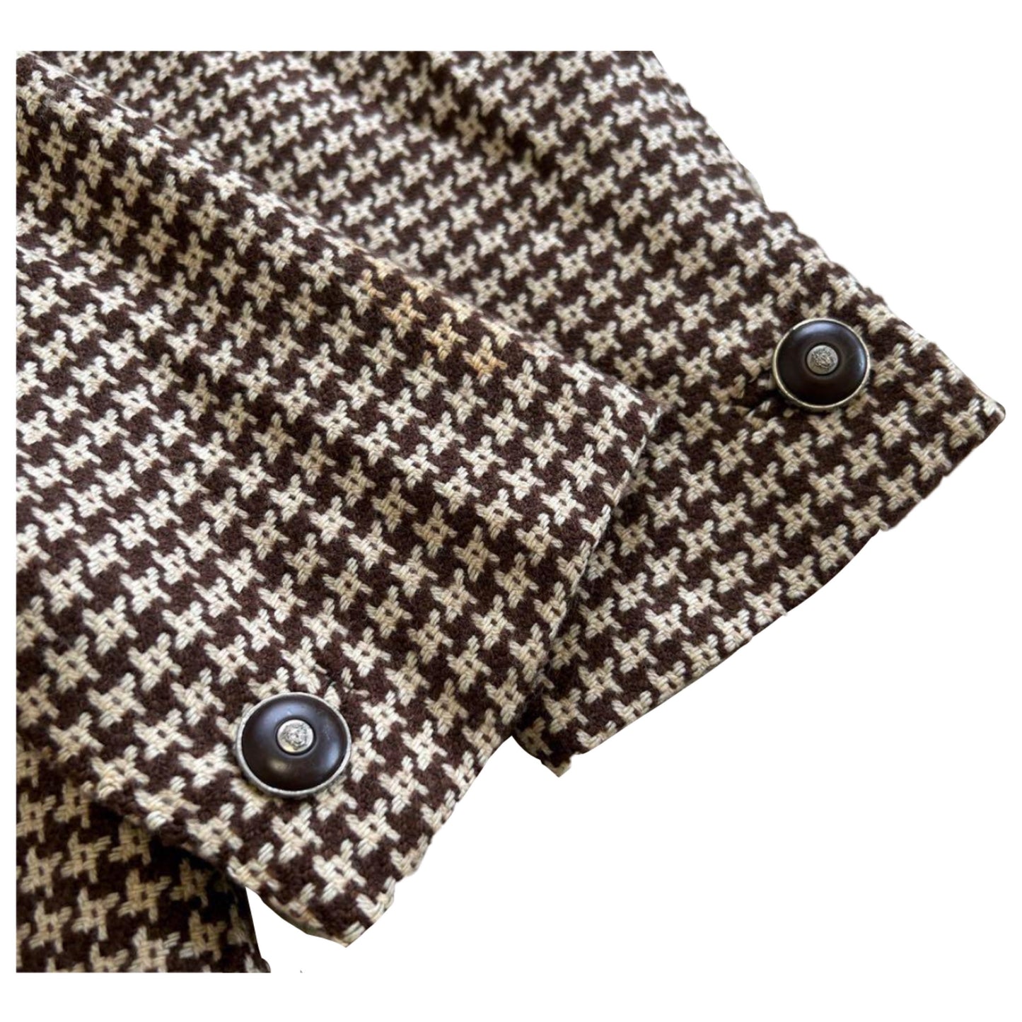 Versace Houndstooth Wool Belted Pocket Blazer Skirt Two Piece Suit Set