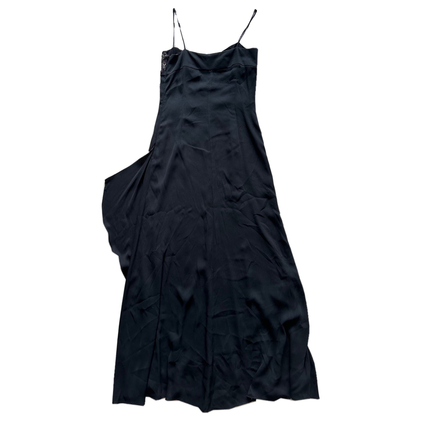 Valentino Embellished Sequin Beaded Chest Spaghetti Strap Maxi Evening Gown Dres