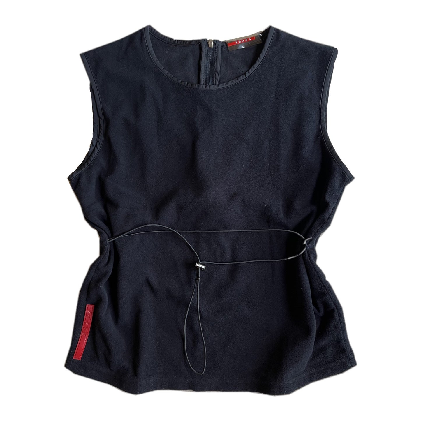 Prada Logo Fleece Zip Vest W/ Adjustable Cord