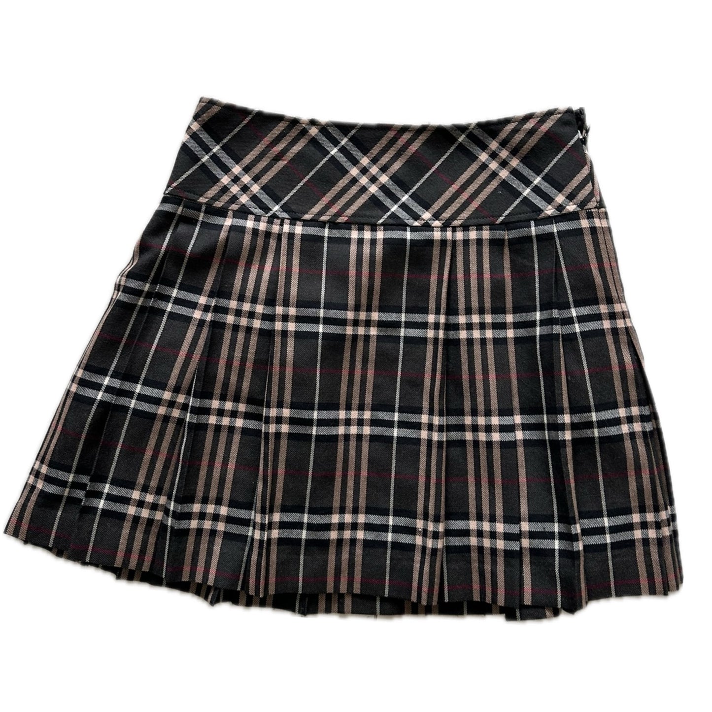 Burberry Blue Label Wool Brown Nova Check Pleated Mini Skirt
