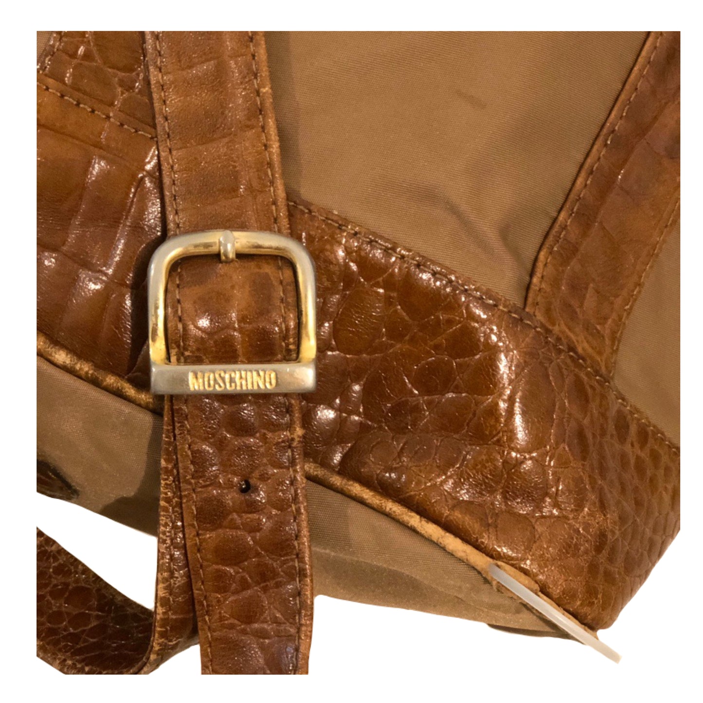 Moschino Tan Nylon/Leather One Shoulder Backpack
