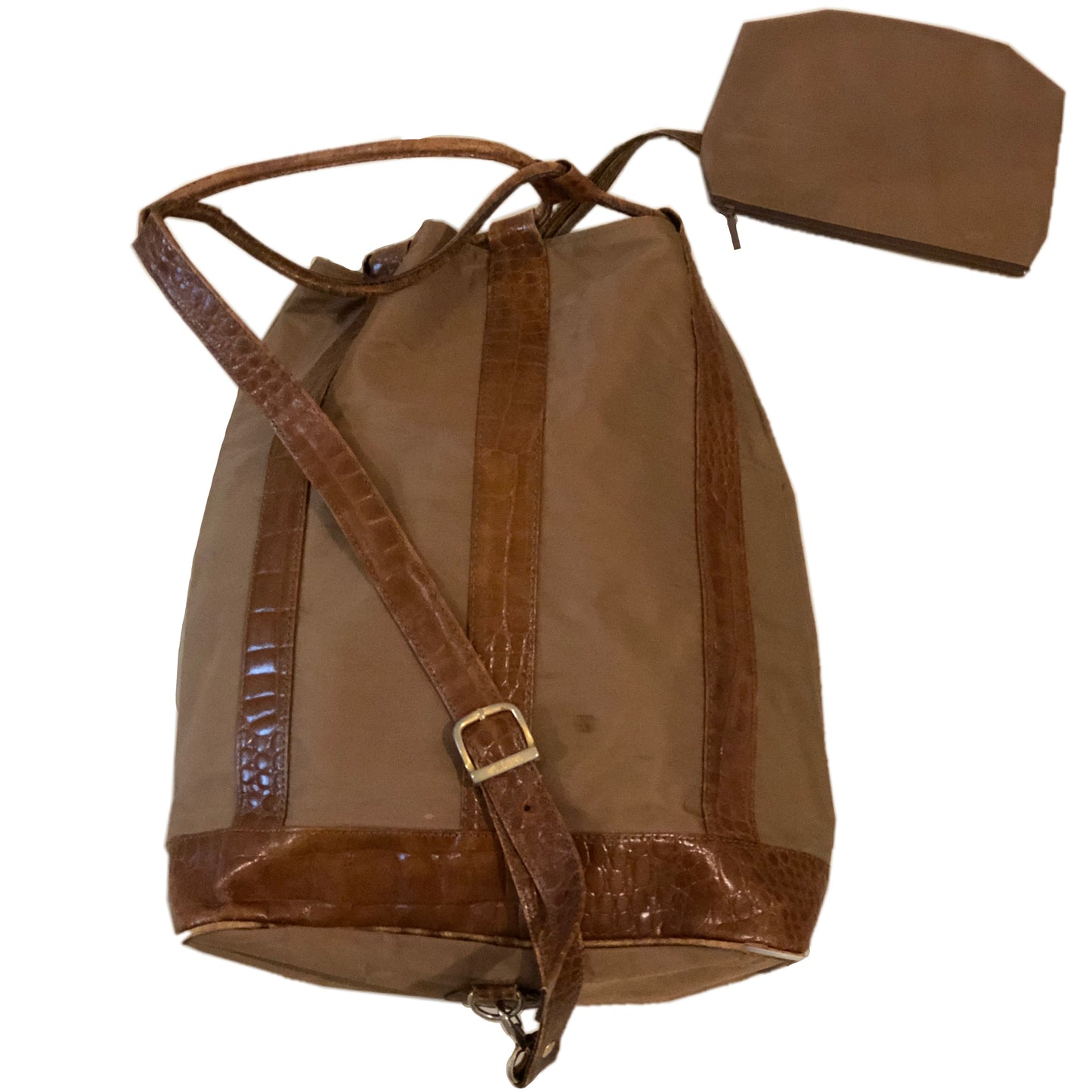 Moschino Tan Nylon/Leather One Shoulder Backpack