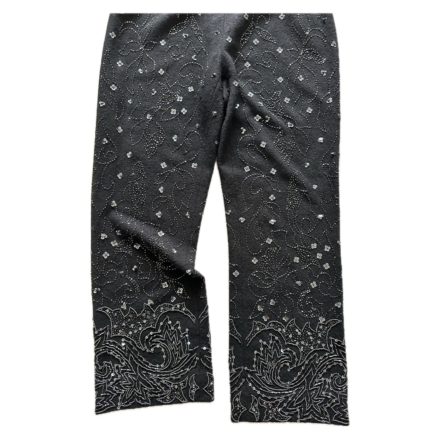 Dolce & Gabbana Sequin Hand Beaded Capri Wool Pants