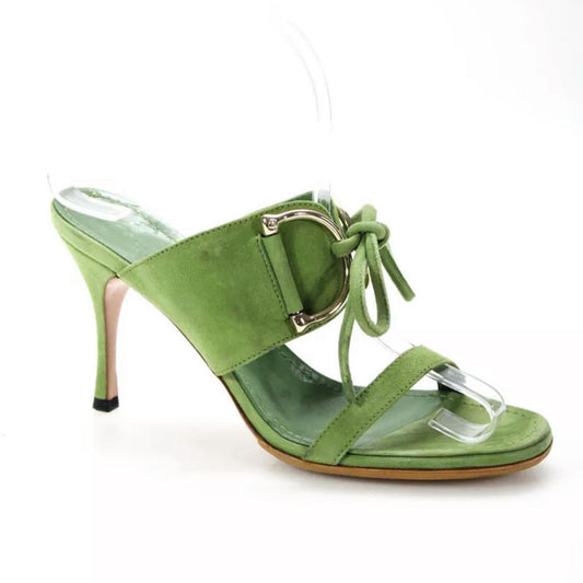 Gucci Suede Horsebit Lace Up Sandals