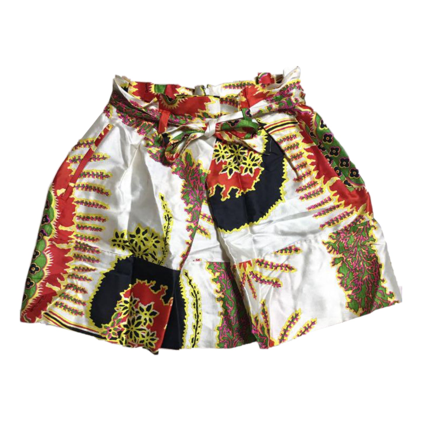 Roberto Cavalli Floral Silk Paperbag Skirt