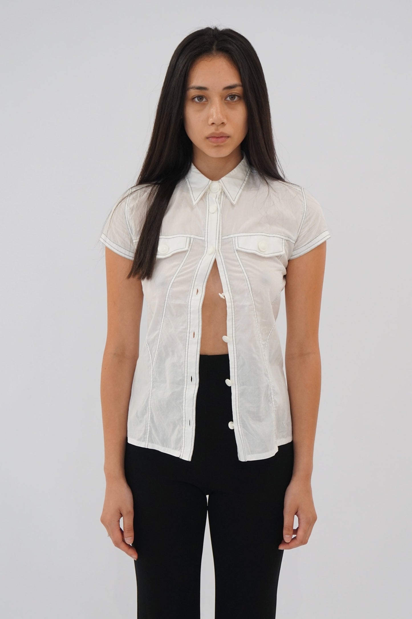Versace Pocket SS Contrast Stitch Blouse