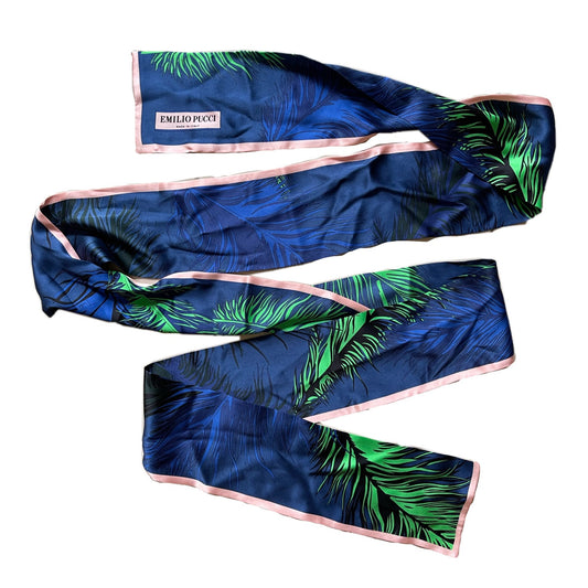 Emilio Pucci Palm Print Skirt W Matching Scarf/Belt