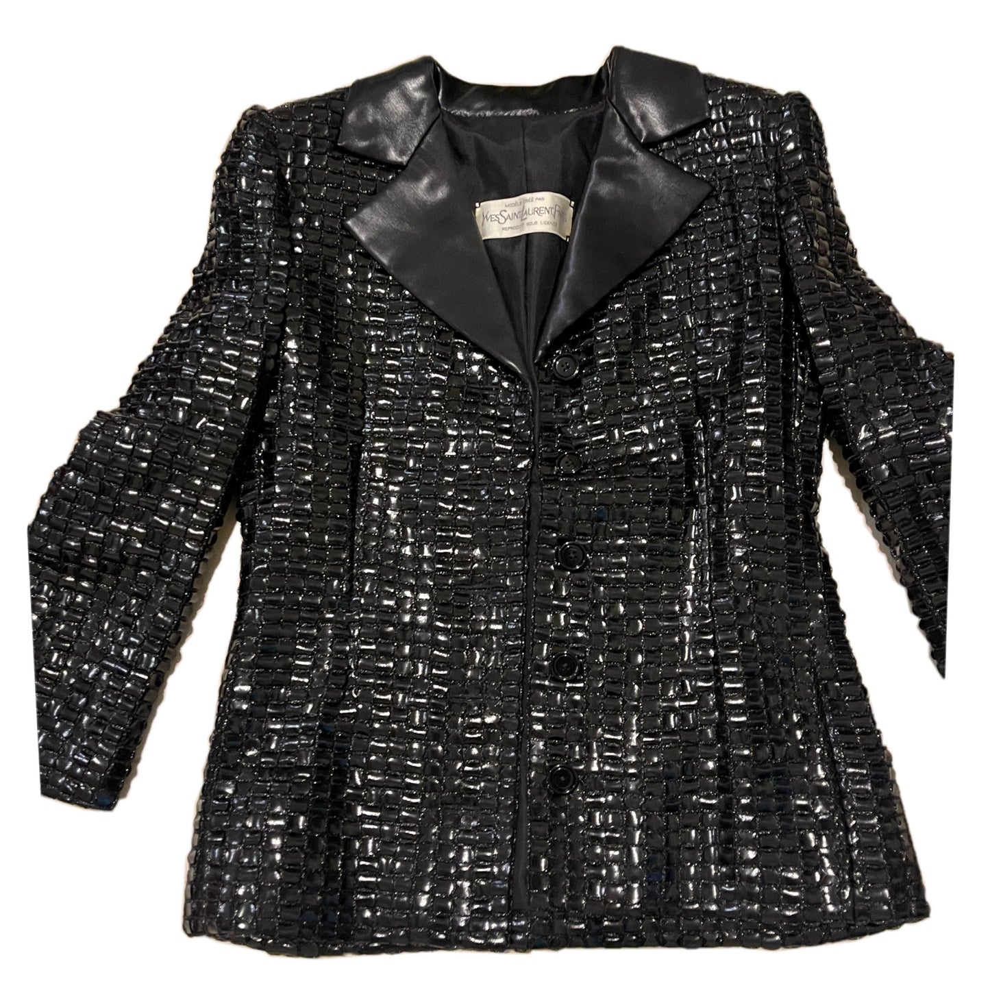 Yves Saint Laurent Glitter Woven Leather Blazer