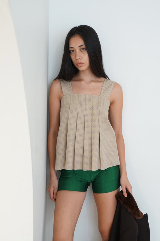 Marni Ditsy Print Square Neck Pleated Top