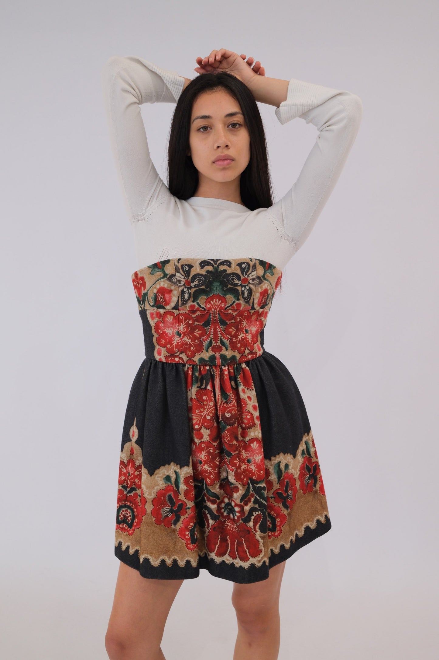 Red Valentino Felt Floral Paisley Mini Dress