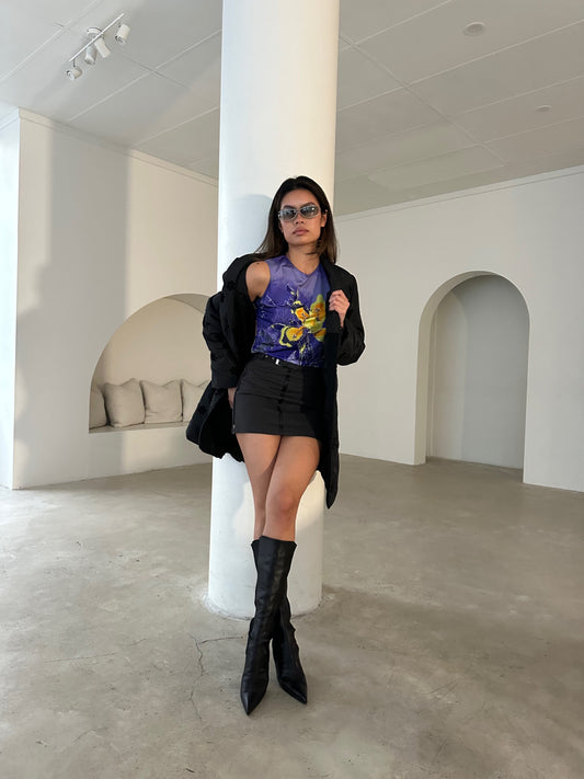 Sportmax Mini Buckle Virgin Wool Double Zipper Skirt