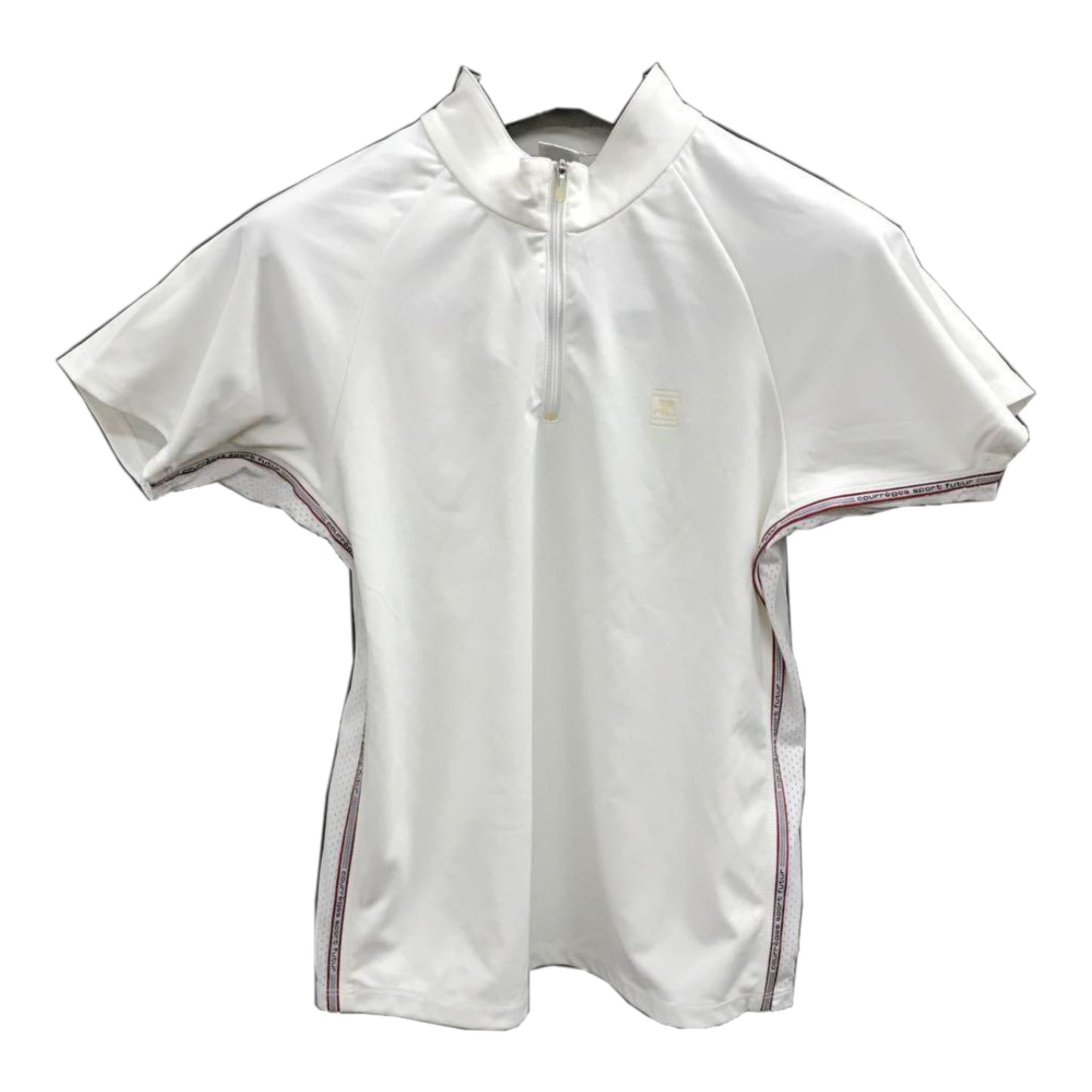 Courreges Golf 1/4 Zip SS Logo Trim Polo Top