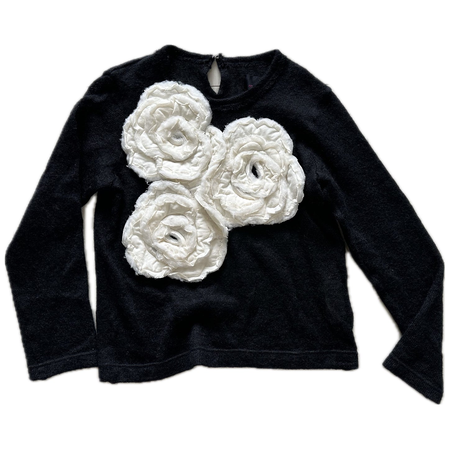 Tricot Comme Des Garcons AD2016 Mohair Blend Flower Applique LS Knit Top