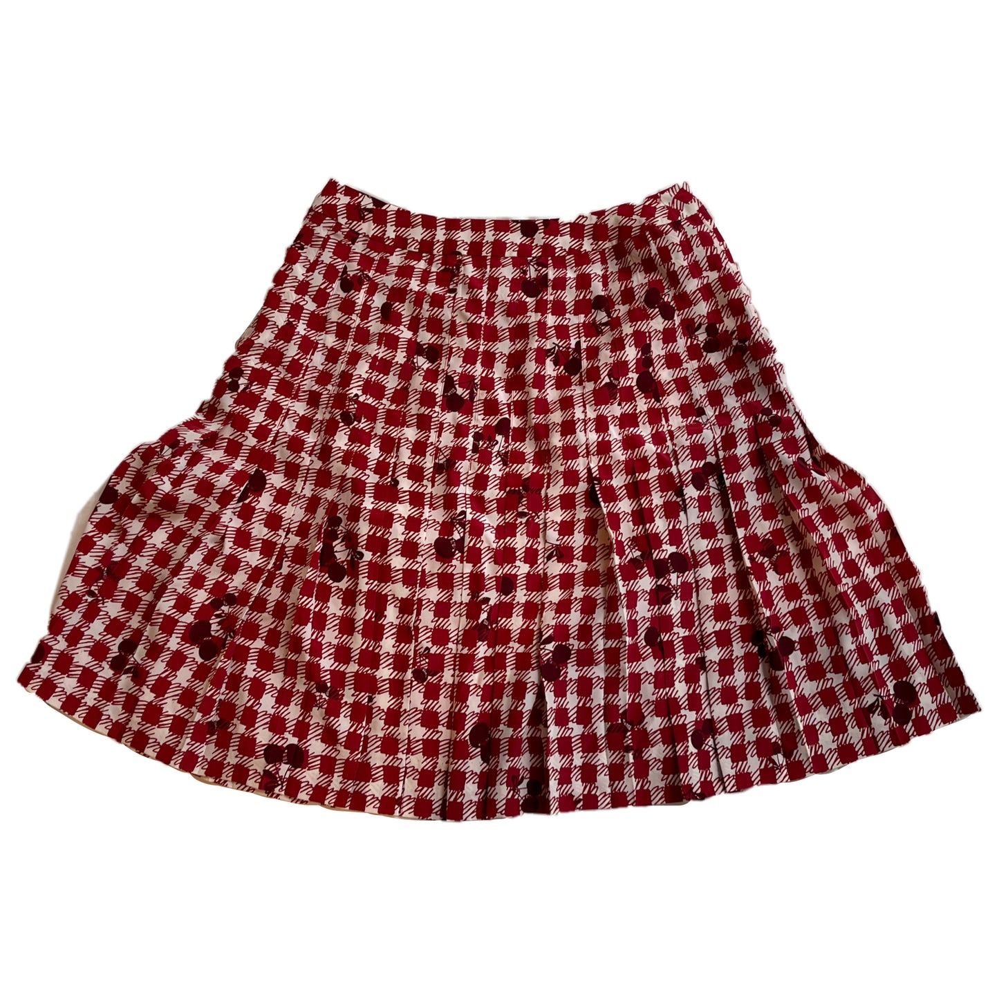 Sonia Rykiel Cherry Checkered Pleated Skirt