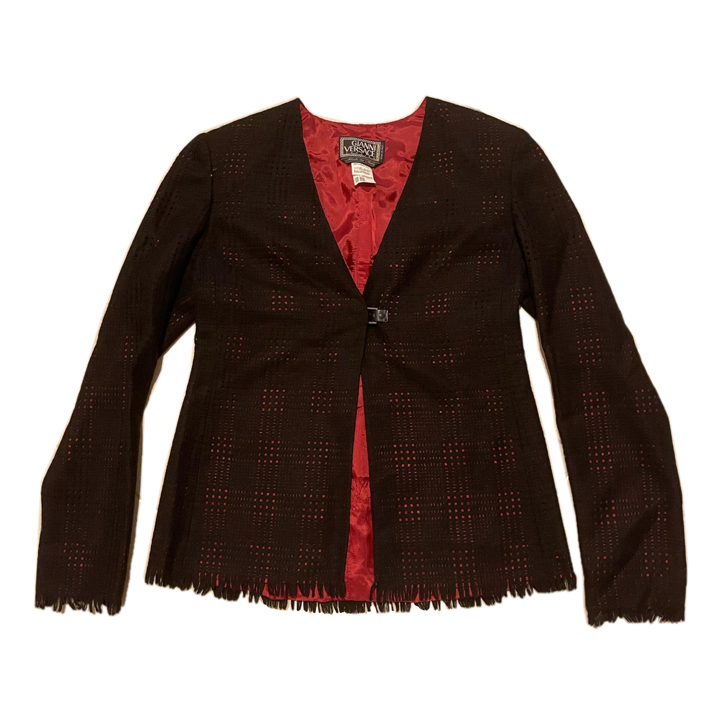 Gianni Versace Checkered Felt Skirt Cardigan Top Skirt Set
