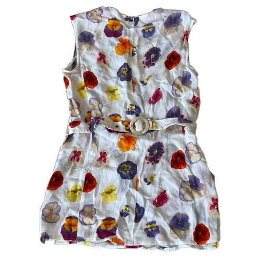 Valentino Floral Button Down Belted Sless Blouse