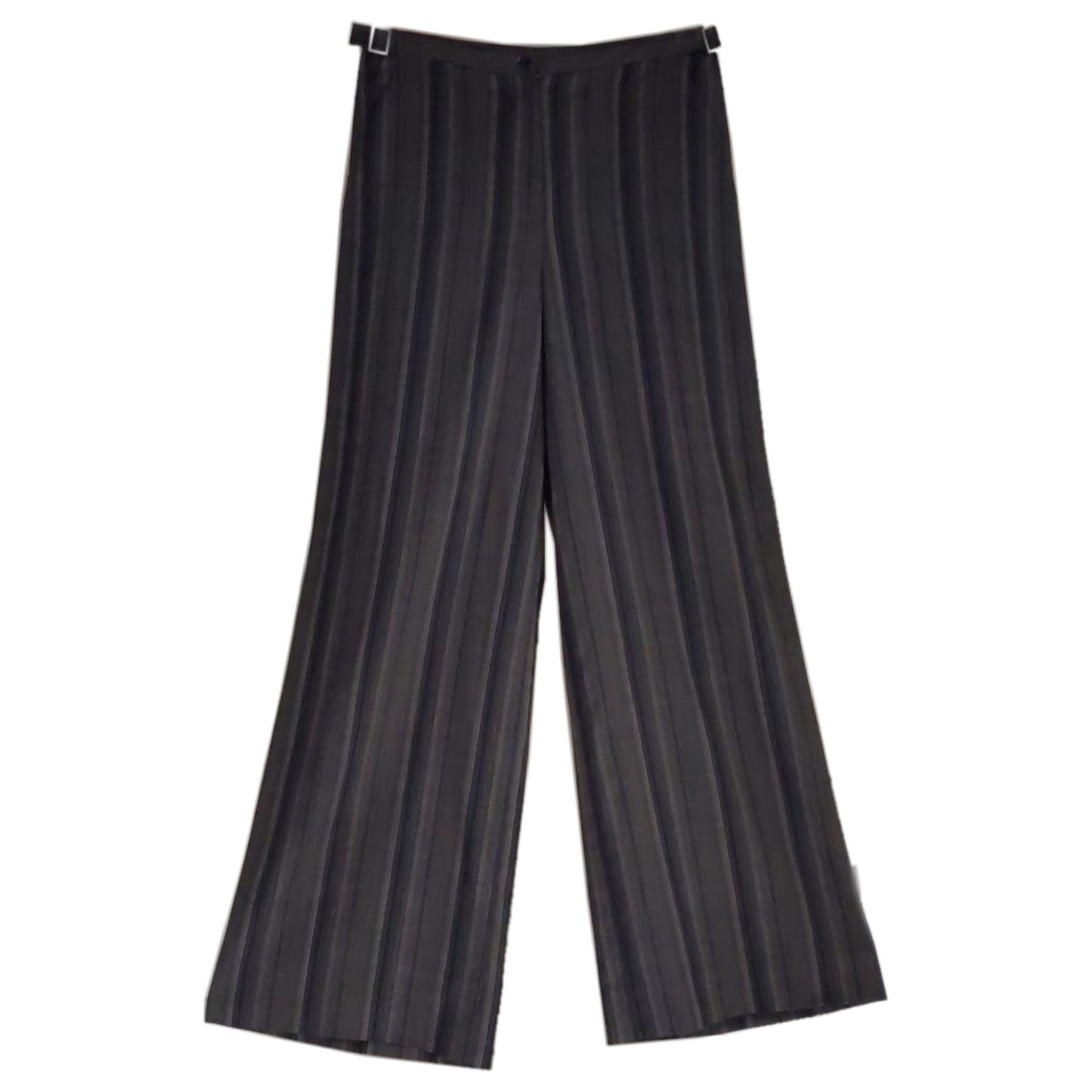 Kenzo Jungle Multi Size Stripe Buckle High Waist Wide Leg Pants