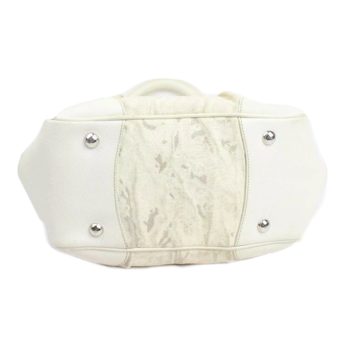 Prada Cream Camo Canvas/Leather Kiss Lock Handbag