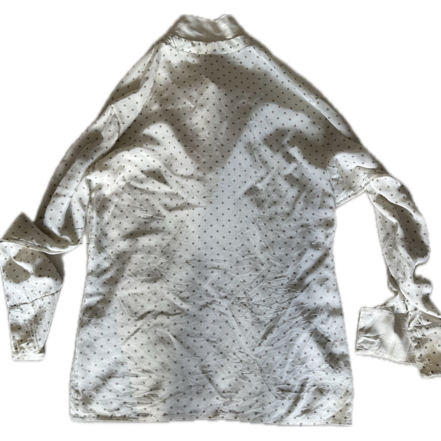 Gianni Versace Polka Dot Silk LS Cowl Neck Blouse