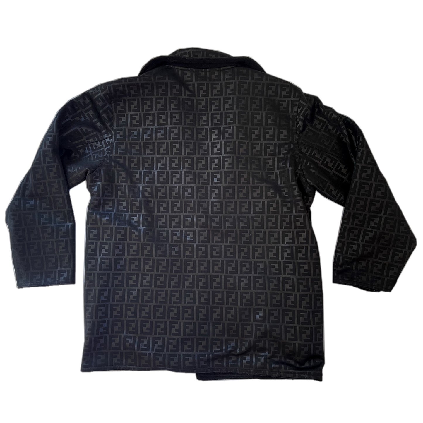 Fendi Zucca Print Logo Reversible Fleece Zipper Coat