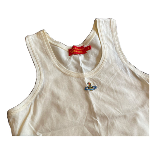 Vivienne Westwood Pastel Yellow Tank Top W Orbit Logo