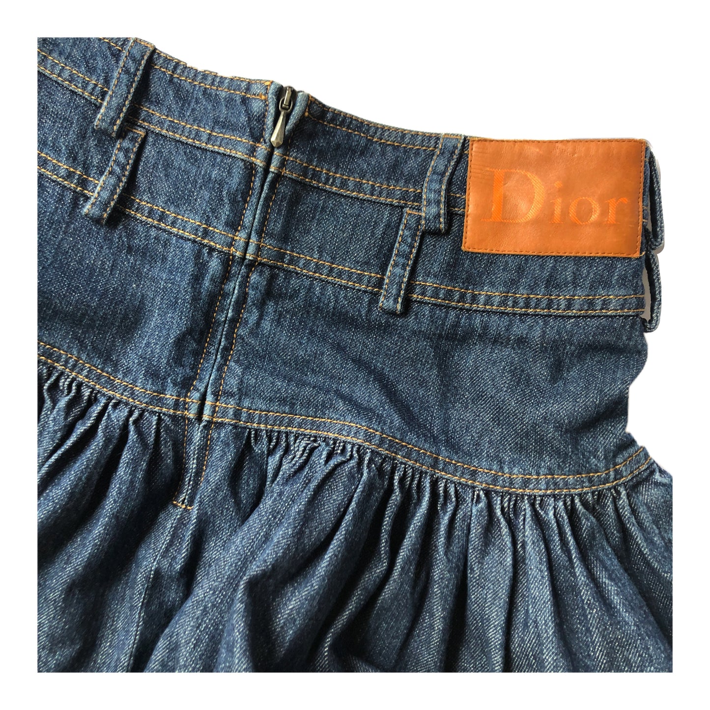 Christian Dior Denim High Waisted Tiered Skirt