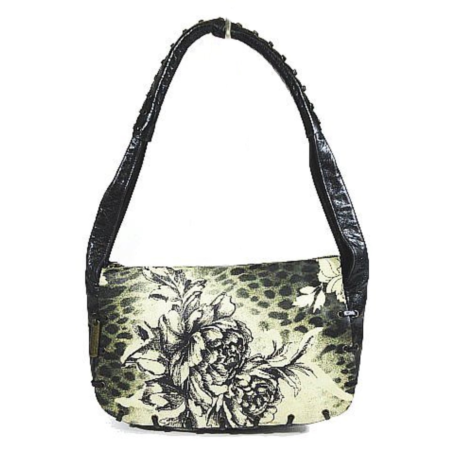 Roberto Cavalli Leather Floral Print Handbag